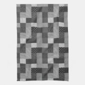 vierkantjes zwarte en witte patchwork theedoek (Verticaal)