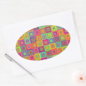 Vierkantjespatroon Ovale Sticker (Envelop)
