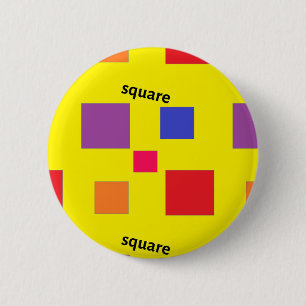 Vierkantspatroon op geel ronde button 5,7 cm