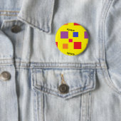 Vierkantspatroon op geel ronde button 5,7 cm (In situ)