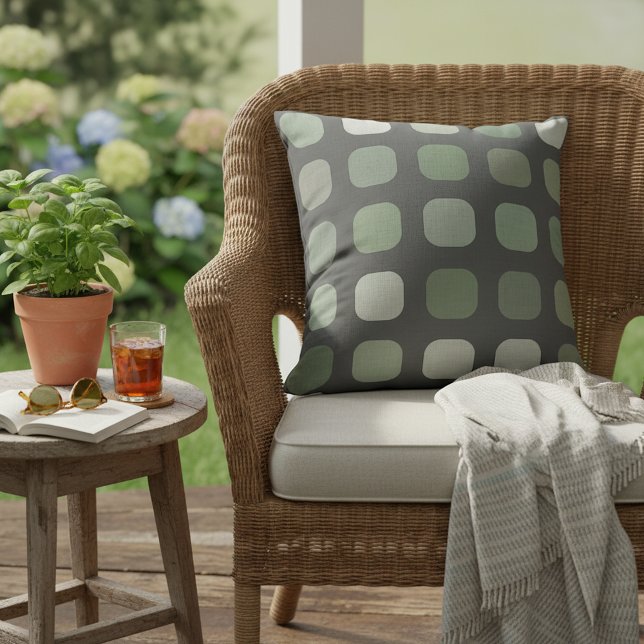 Vierkantspatroon van de groene ronde van de bosbou buitenkussen (Creator heeft geüpload)