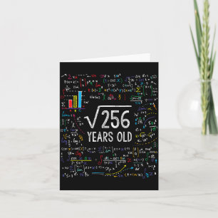 Vierkantswortel Van 256 16e Verjaardag 16 Jaar Oud Kaart