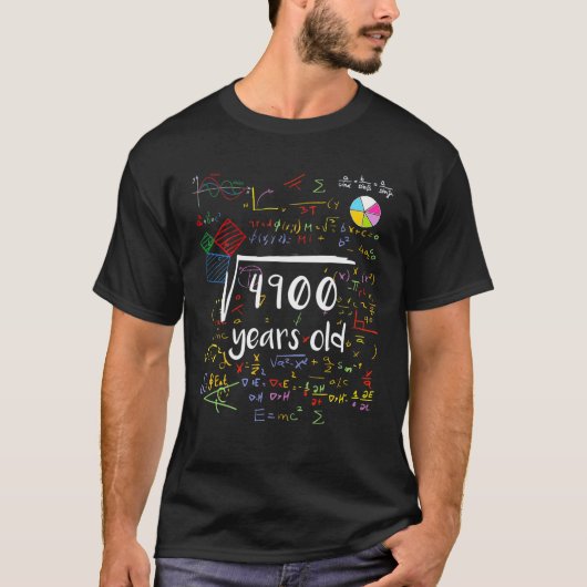 Vierkantswortel van 4900 70e verjaardag 70 jaar ou t-shirt (Voorkant)