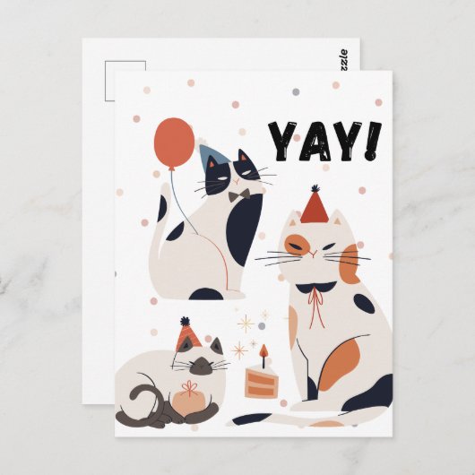 "Vierkatten Feestkaart" Briefkaart (Voorkant / Achterkant)