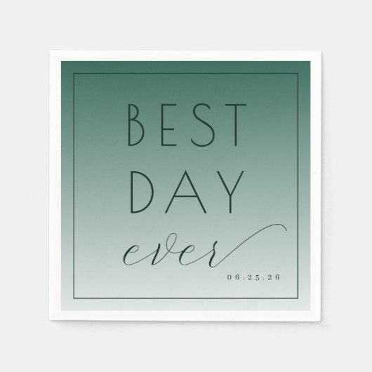 Vierkleurige Teal Typografisch Servet (Voorkant)