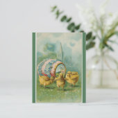 vierkuikeneieren en kerkPasen Briefkaart (Staand voorkant)