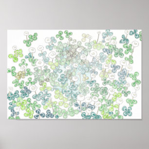 vierledige klaver en witte klaver 四 ク つ  葉  ,  ,   poster