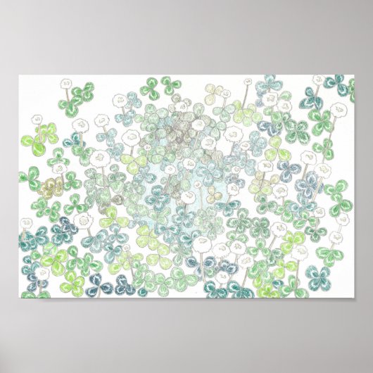 vierledige klaver en witte klaver 四 ク つ  葉  ,  ,   poster (Voorkant)