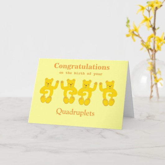 Vierling Gefeliciteerd met de geboorte Kaart Tekst (Gele Bloem)