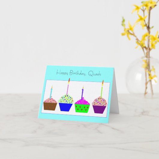 Vierling Verjaardag Kaart (Gele Bloem)