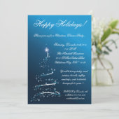 Viermaal7 Blue XMAS Tree-kerstfeest Kaart (Staand voorkant)