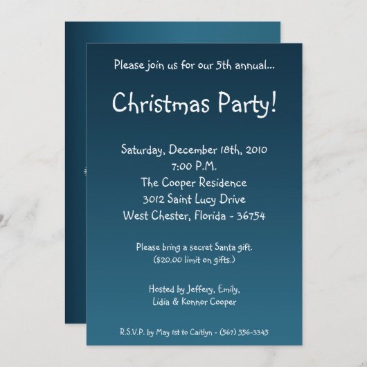 Viermaal7 Blue XMAS Tree-kerstfeest Kaart (Voorkant / Achterkant)