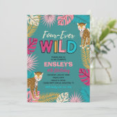 Viermaal wilde uitnodiging | Oerwoud 4e verjaardag (Staand voorkant)