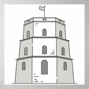 Viernius Gediminas toren Poster