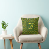 Vierpas MONOGRAM Groen Goud Nieuwgetrouwd Huwelijk Kussen (Stoel)