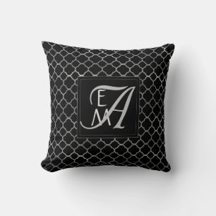 Vierpas MONOGRAM ZWART ZILVER Huwelijk Kussen