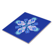 Vierpunts Mandala - orchidee, blauw en kobalt Tegeltje (Zijkant)
