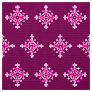 Vierpunts Mandala-patroon, lichtroze en pruim Stof