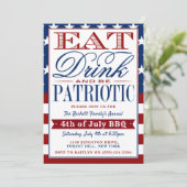 Vierste juli Eat, Drink en wees patriottisch Kaart (Staand voorkant)