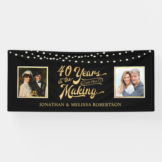 Viertiende Jubileum Koord lichten dan & nu Foto's Spandoek (Horizontaal)