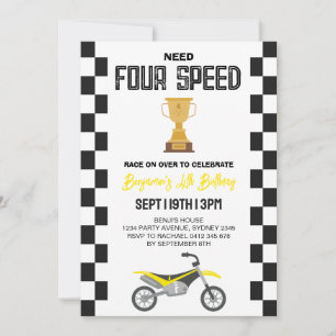 Vierversnellingsbak Dirt Bike 4e Verjaardagsfeestj Kaart