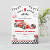 Vierversnellingsbak Racing Auto Jongen 4e Verjaard Kaart (Staand voorkant)
