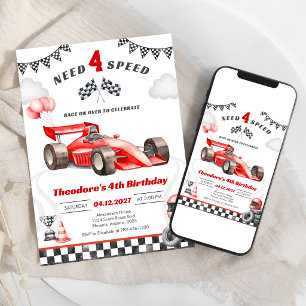 Vierversnellingsbak Racing Auto Jongen 4e Verjaard Kaart
