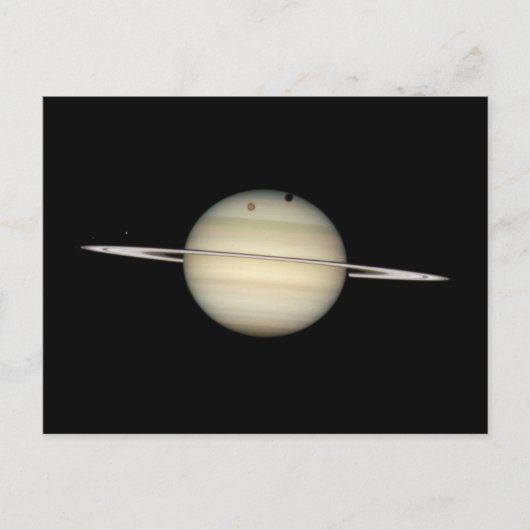 Viervoudige Saturnus Maan Transit Briefkaart (Voorkant)