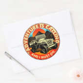 Vierwielaandrijving Avontuur Roept En Ik Moet Ronde Sticker (Envelop)