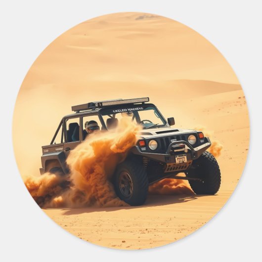 vierwielaangedreven zandracewagen ronde sticker (Voorkant)
