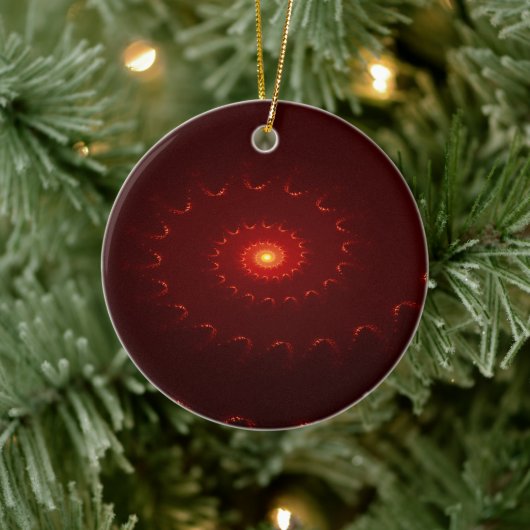 Viery Red Sparkle Swirl Gradient Keramisch Ornament (Boom)