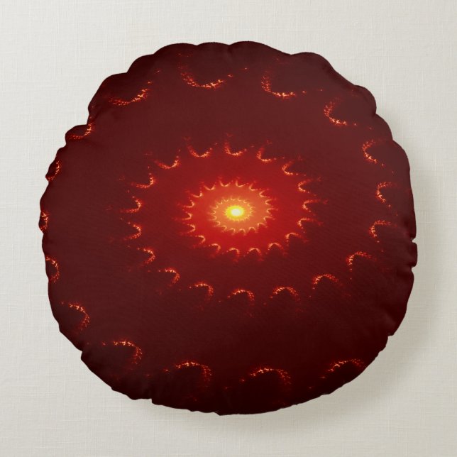 Viery Red Sparkle Swirl Gradient Rond Kussen (Voorkant)