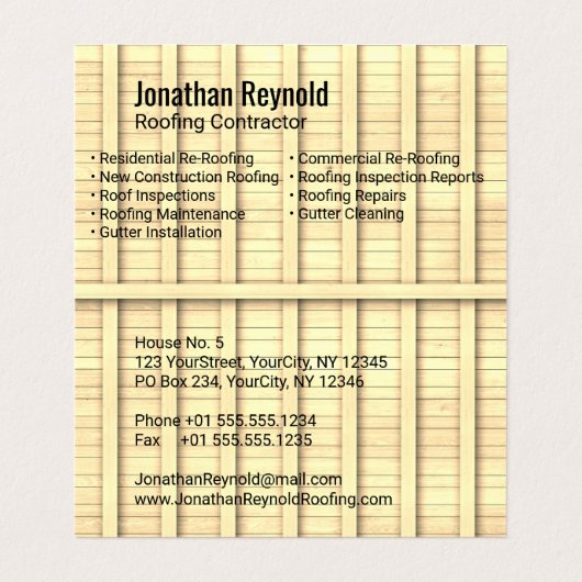 Vierzijdig dakbedekkingbouwbedrijf met bruin dakbe visitekaartje (Binnenkant ongevouwen)
