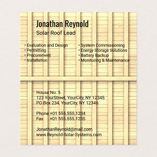 Vierzijdig voor dakpannen met zonne-energie bruin  visitekaartje (Binnenkant ongevouwen)
