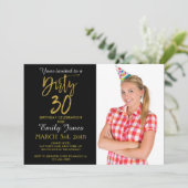 Vies 30 Gouden folie Verjaardag uitnodiging (Staand voorkant)
