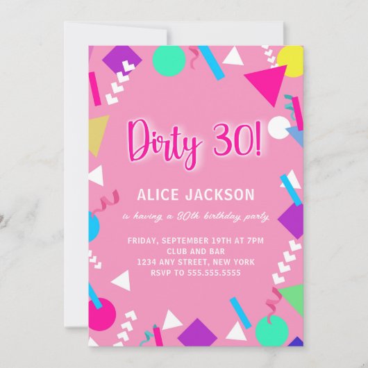Vies 30 Verjaardag Roze en Retro Kaart (Voorkant)