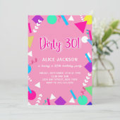 Vies 30 Verjaardag Roze en Retro Kaart (Staand voorkant)