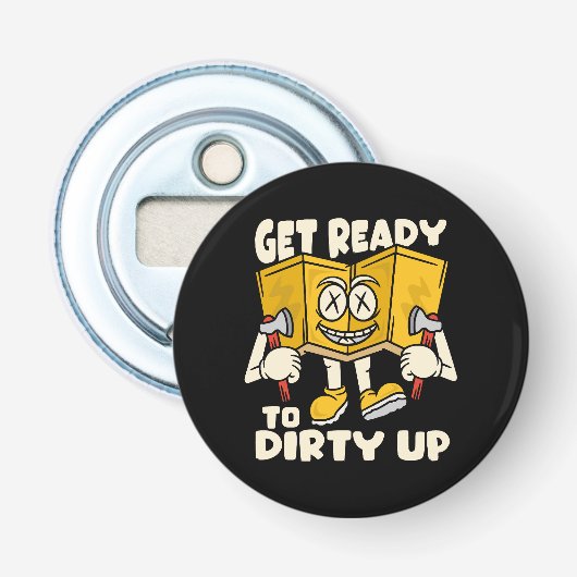 Vies buiten - camping grappig button flesopener (Voorkant)