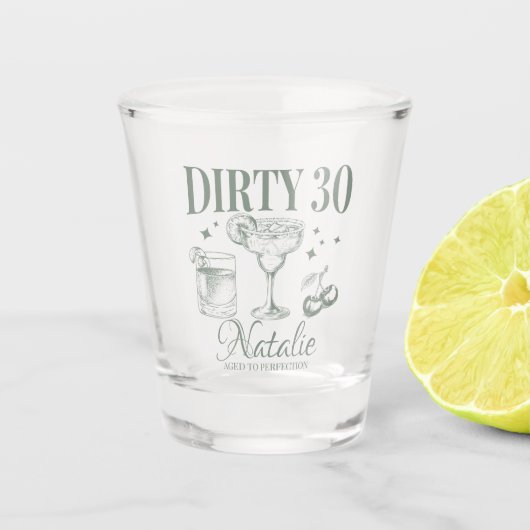 Vies Dertig 30e Verjaardagsfeestje Roze gepersonal Shot Glas (Voorkant)