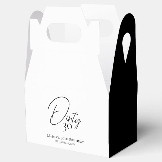 Vies Dertig 30e Zwart & Wit Verjaardag Bedankdoosjes (Geopend)