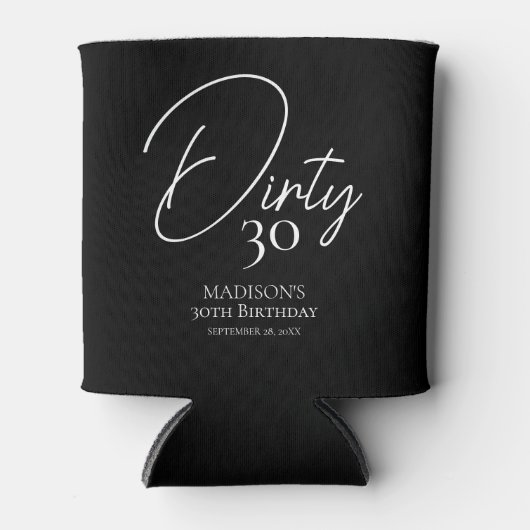 Vies Dertig 30e Zwart & Wit Verjaardag Blikjeskoeler (Voorkant)