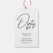 Vies Dertig 30e Zwart & Wit Verjaardag Cadeaulabel (Voorkant)