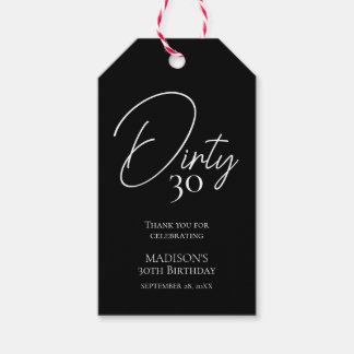 Vies Dertig 30e Zwart & Wit Verjaardag Cadeaulabel