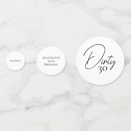 Vies Dertig 30e Zwart & Wit Verjaardag Confetti (Voorkanten)