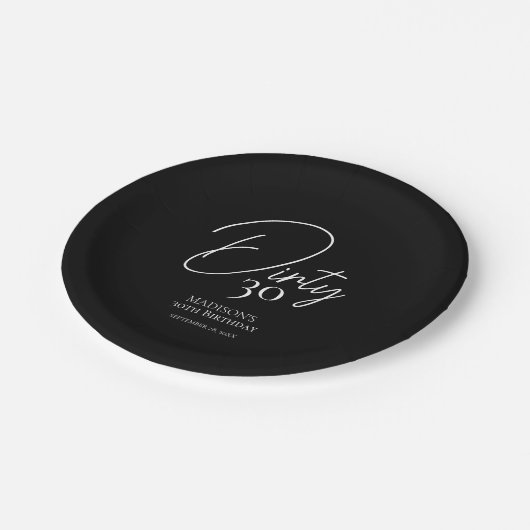 Vies Dertig 30e Zwart & Wit Verjaardag Papieren Bordje (Gekanteld)