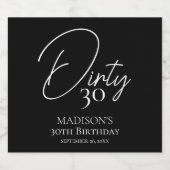 Vies Dertig 30e Zwart & Wit Verjaardag Sparkling Wijnetiket (Enkel label)