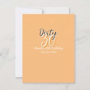 Vies dertig oranje wit eenvoudig retro verjaardags briefkaart