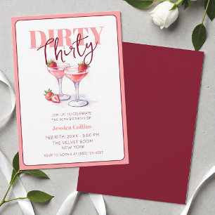 Vies Dertig Roze Rood Cocktail 30e Verjaardagsfees Kaart