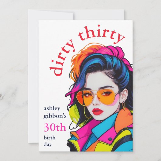 Vies dertig verjaardagsfeestje kaart (Voorkant)