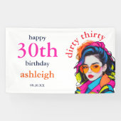 Vies dertig verjaardagsfeestje spandoek (Horizontaal)